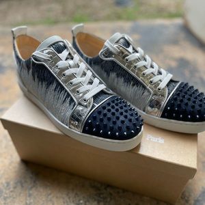 Junior Spikes Orlato Sneaker (Men) - Navy, silver, and white. Original packaging